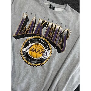 LA Lakers Sweatshirt Ultra Game Gray Crewneck NBA Graphic Medium